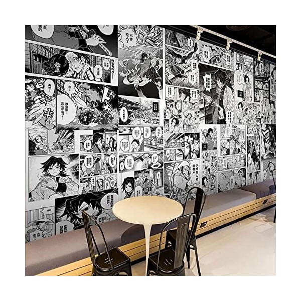 Papier peint Anime Demon Slayer couleur noir et blanc salon chambre dortoir chevet fond décoration murale-208*146CM
