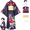 NIKKHO Costume de jeu de rôle tueur de démons, personnage danime Tamayo cosplay kimono set, Halloween Rave party uniforme av