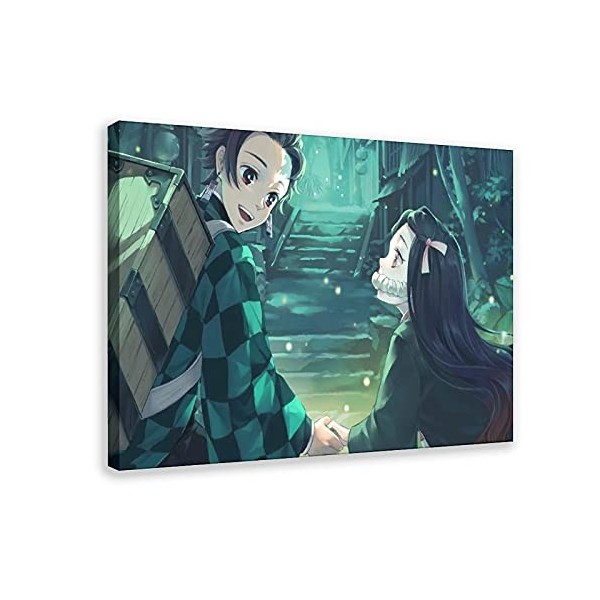 Poster de démon Slayer 2 sur toile pour décoration murale de salon, chambre à coucher 40 × 60 cm