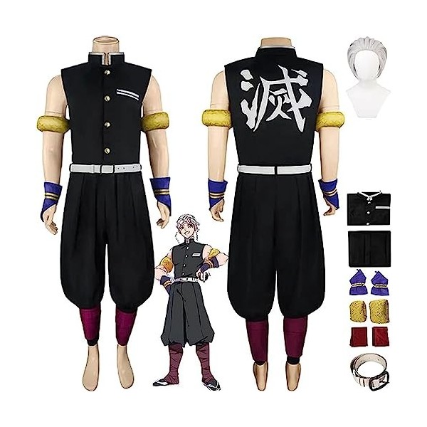 WOUND Costume de cosplay Demon-Slayer,Personnages danime Uzui Tengen veste manteau tenues avec perruque,Robe kimono de cospl