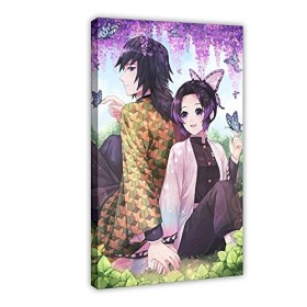 Poster danimation Demon Slayer Tomioka Giyuu Kochou Shinobu sur toile pour salon, chambre à coucher 40 × 60 cm