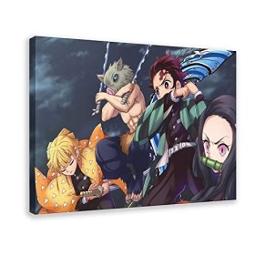 Poster de démon Slayer - Impression sur toile - Décoration murale - Pour salon, chambre à coucher - Cadre : 40 x 60 cm