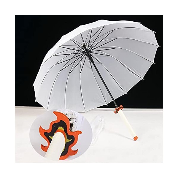 BJSBJD Parapluie Coupe-Vent pour Demon Slayer Rengoku Kyoujurou, COS Parapluie à Manche Long Katana Parasol Extérieur Coupe-V