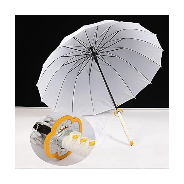 BJSBJD Parapluie Coupe-Vent pour Demon Slayer Agatsuma Zenitsu, COS Parapluie à Manche Long Katana Parasol Extérieur Coupe-Ve
