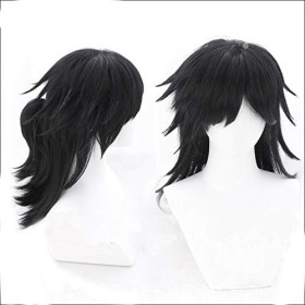 Démon Slayer Kimetsu No Yaiba Tomioka Giyuu noir queue de cheval perruque Cosplay Costume hommes femmes résistant à la chaleu