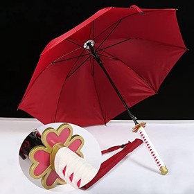 BJSBJD Parapluie Coupe-Vent pour Demon Slayer Kanroji Mitsuri, COS Parapluie à Manche Long Katana Parasol Extérieur Coupe-Ven
