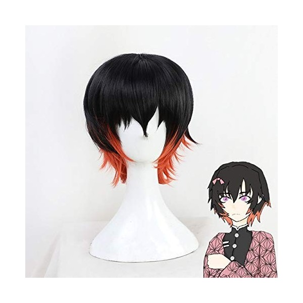Demon Slayer Kimetsu No Yaiba Nezuko Kamado Cosplay perruques noir Orange résistant à la chaleur synthétique perruque de chev