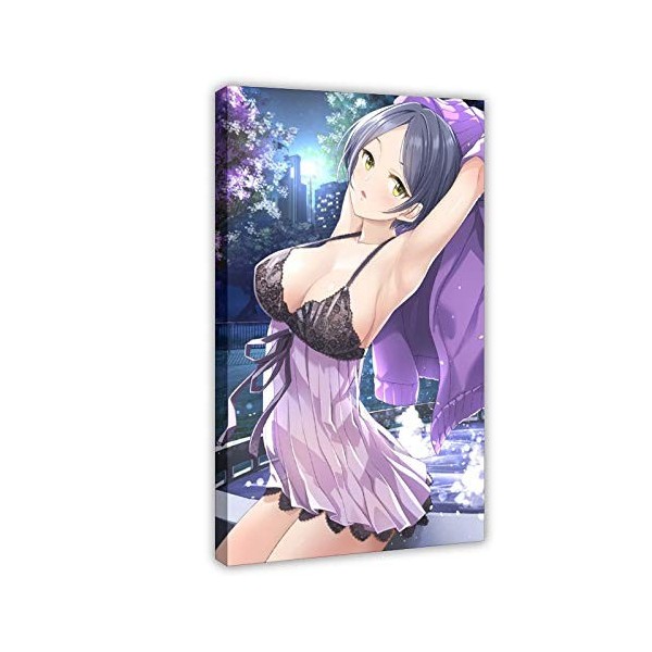 Poster sur toile avec motif Demon Slayer Kochou Shinobu - Décoration murale pour salon, chambre à coucher - Cadre : 40 x 60 c