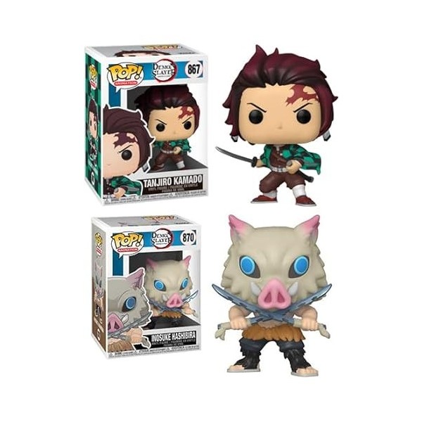 Funko Name A Better Slayer - Demon Slayer Pop ! Animation Bundle : Tanjiro Kamado 867 + Inosuke Hashibira 870 2 Pop! 