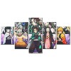 VEYEBZ Peinture sur Toile 5 Pièces Art Mural Affiche DAnime,Slayer Demon,Kamado Nezuko,Tanjirou 5 Panneaux Impression sur To
