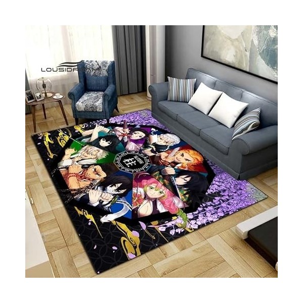 BGAFAG Demon Slayer Mode Tapis Anime 3D Imprimé pour Salon Chambre Grand Tapis Doux Maison Enfants Chambre Mignon Tapis De So