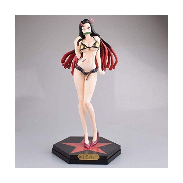 CCHHQ Statue de lanime Demon Slayer Jolie fille maillot de bain Kamado Nezuko environ 34 cm