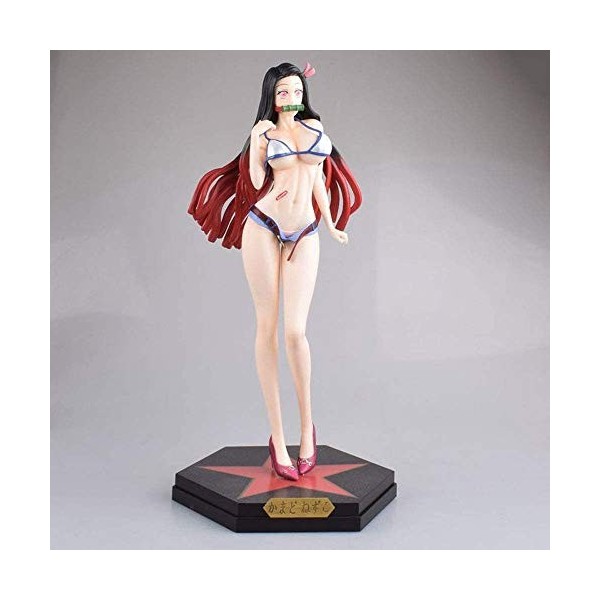 CCHHQ Statue de lanime Demon Slayer Jolie fille maillot de bain Kamado Nezuko environ 34 cm