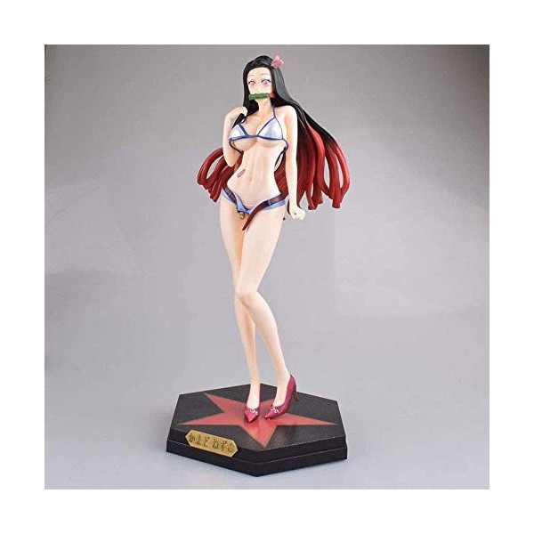 CCHHQ Statue de lanime Demon Slayer Jolie fille maillot de bain Kamado Nezuko environ 34 cm