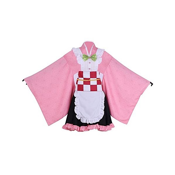 DUNHAO COS Demon Slayer Cosplay Nezuko Adulte ,Kimono Japonais Maid Dress Pour les Femme et Les Fille L
