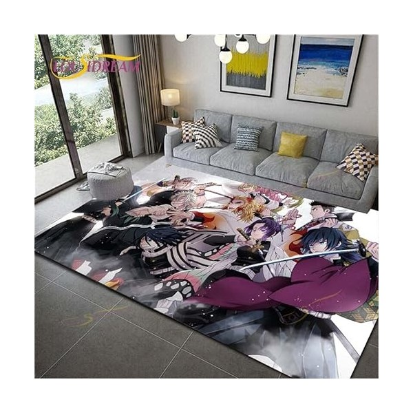 YZGAH Demon Slayer Imprimé Tapis De Salle De Bain Dessin Animé Imprimé Tapis De Sol De Porte Antidérapant G1682 120X160Cm