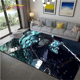 YZGAH Demon Slayer Imprimé Tapis De Salle De Bain Dessin Animé Imprimé Tapis De Sol De Porte Antidérapant G4058 120X160Cm