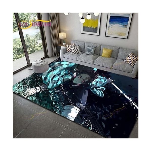 YZGAH Demon Slayer Imprimé Tapis De Salle De Bain Dessin Animé Imprimé Tapis De Sol De Porte Antidérapant G4058 120X160Cm