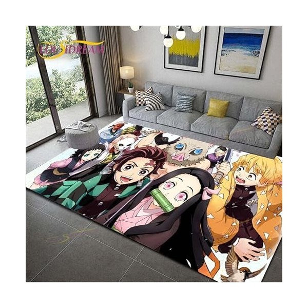 YZGAH Demon Slayer Imprimé Tapis De Salle De Bain Dessin Animé Imprimé Tapis De Sol De Porte Antidérapant G3734 120X160Cm