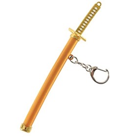 Porte Clef Katana One Piece, Porte Clé Manga, avec Porte Couteau, Cadeaux pour Les Amateurs Danime Jaune 