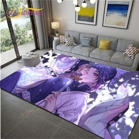 YZGAH Demon Slayer Imprimé Tapis De Salle De Bain Dessin Animé Imprimé Tapis De Sol De Porte Antidérapant G6227 120X160Cm