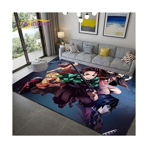YZGAH Demon Slayer Imprimé Tapis De Salle De Bain Dessin Animé Imprimé Tapis De Sol De Porte Antidérapant G710 120X160Cm