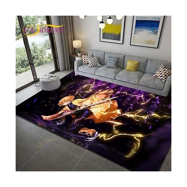 YZGAH Demon Slayer Imprimé Tapis De Salle De Bain Dessin Animé Imprimé Tapis De Sol De Porte Antidérapant G7298 120X160Cm