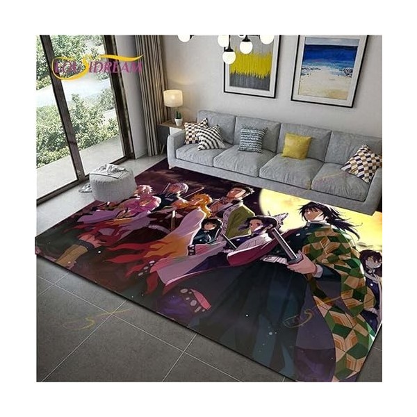 YZGAH Demon Slayer Imprimé Tapis De Salle De Bain Dessin Animé Imprimé Tapis De Sol De Porte Antidérapant G6218 120X160Cm