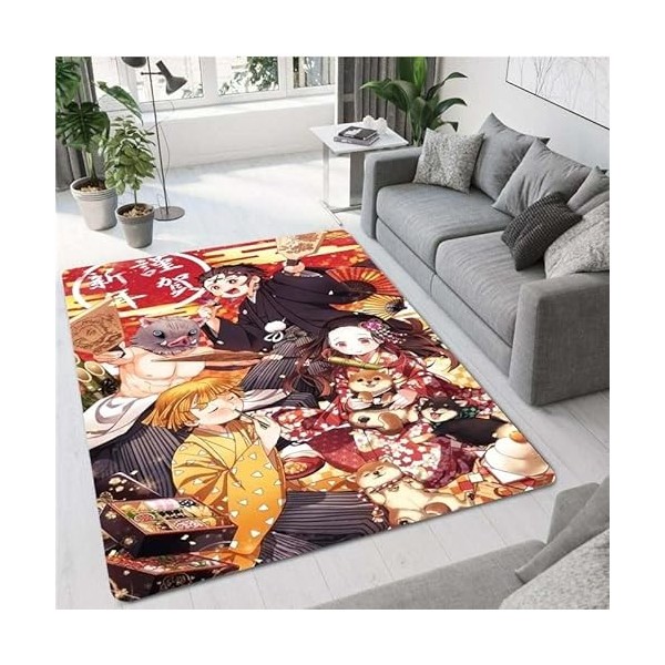 YZGAH Demon Slayer Motif Tapis De Porte De Salle De Bains Maison Tapis Antidérapant Absorbant leau Tapis Imprimé G7451 120X1