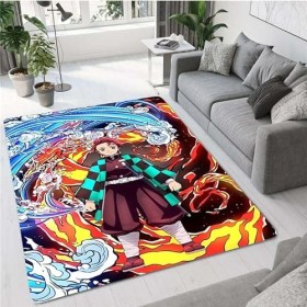YZGAH Demon Slayer Motif Tapis De Porte De Salle De Bains Maison Tapis Antidérapant Absorbant leau Tapis Imprimé G5336 120X1