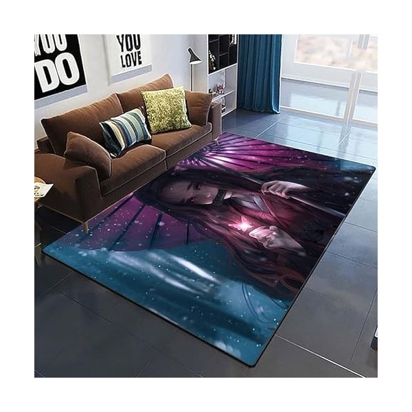 YZGAH Demon Slayer 3D Imprimé Tapis De Sol Grand Doux Flanelle Intérieur Salon Anime Rôle Tapis pour Adultes I2402 120X160Cm