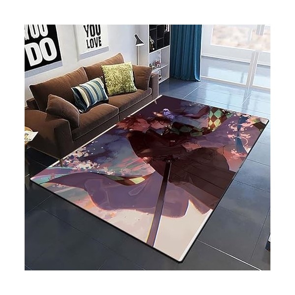 YZGAH Demon Slayer 3D Imprimé Tapis De Sol Grand Doux Flanelle Intérieur Salon Anime Rôle Tapis pour Adultes I6443 120X160Cm