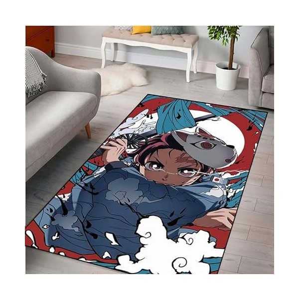 YZGAH Demon Slayer 3D Imprimé Tapis De Sol Grand Doux Flanelle Intérieur Salon Anime Rôle Tapis pour Adultes I5075 120X160Cm