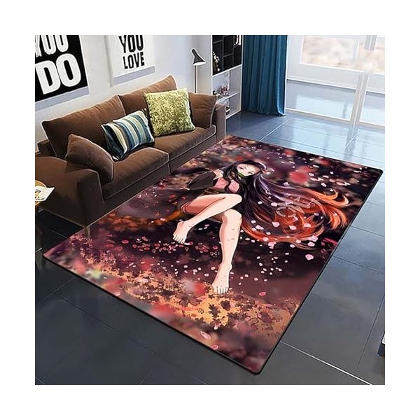 YZGAH Demon Slayer 3D Imprimé Tapis De Sol Grand Doux Flanelle Intérieur Salon Anime Rôle Tapis pour Adultes I8819 120X160Cm