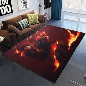 YZGAH Demon Slayer 3D Imprimé Tapis De Sol Grand Doux Flanelle Intérieur Salon Anime Rôle Tapis pour Adultes I8801 120X160Cm