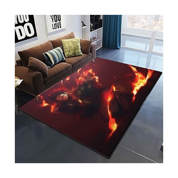 YZGAH Demon Slayer 3D Imprimé Tapis De Sol Grand Doux Flanelle Intérieur Salon Anime Rôle Tapis pour Adultes I8801 120X160Cm