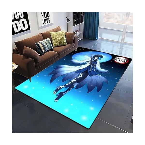 YZGAH Demon Slayer 3D Imprimé Tapis De Sol Grand Doux Flanelle Intérieur Salon Anime Rôle Tapis pour Adultes I485 120X160Cm