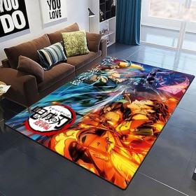 YZGAH Demon Slayer 3D Imprimé Tapis De Sol Grand Doux Flanelle Intérieur Salon Anime Rôle Tapis pour Adultes I2006 120X160Cm