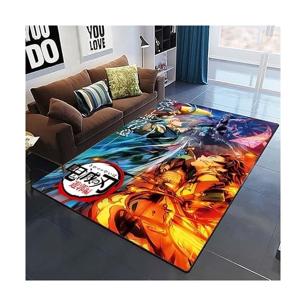 YZGAH Demon Slayer 3D Imprimé Tapis De Sol Grand Doux Flanelle Intérieur Salon Anime Rôle Tapis pour Adultes I2006 120X160Cm
