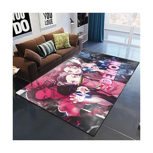 YZGAH Demon Slayer 3D Imprimé Tapis De Sol Grand Doux Flanelle Intérieur Salon Anime Rôle Tapis pour Adultes I5057 120X160Cm