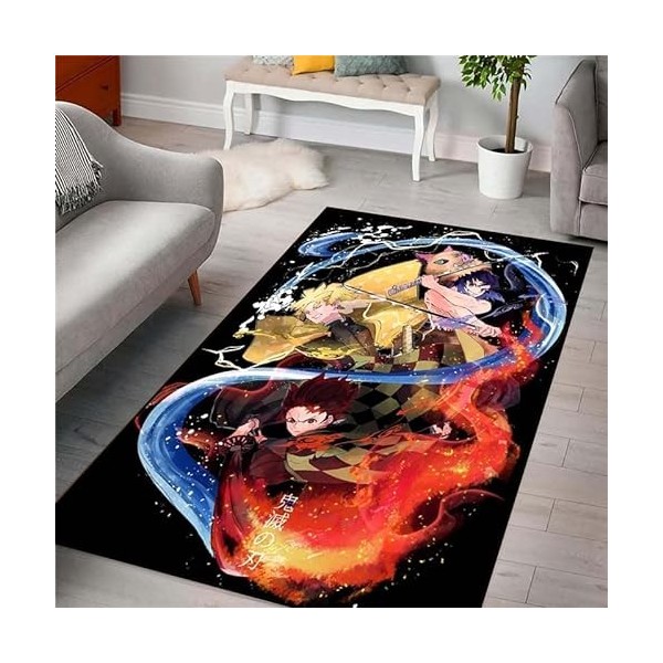 YZGAH Demon Slayer 3D Imprimé Tapis De Sol Grand Doux Flanelle Intérieur Salon Anime Rôle Tapis pour Adultes I6461 120X160Cm