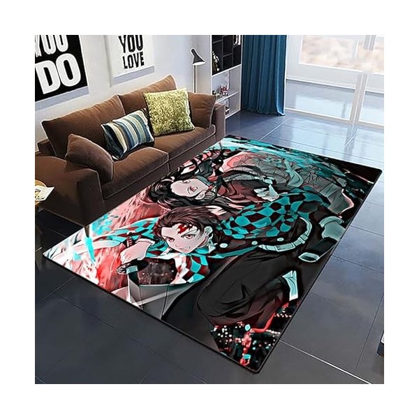 YZGAH Demon Slayer 3D Imprimé Tapis De Sol Grand Doux Flanelle Intérieur Salon Anime Rôle Tapis pour Adultes I2393 120X160Cm