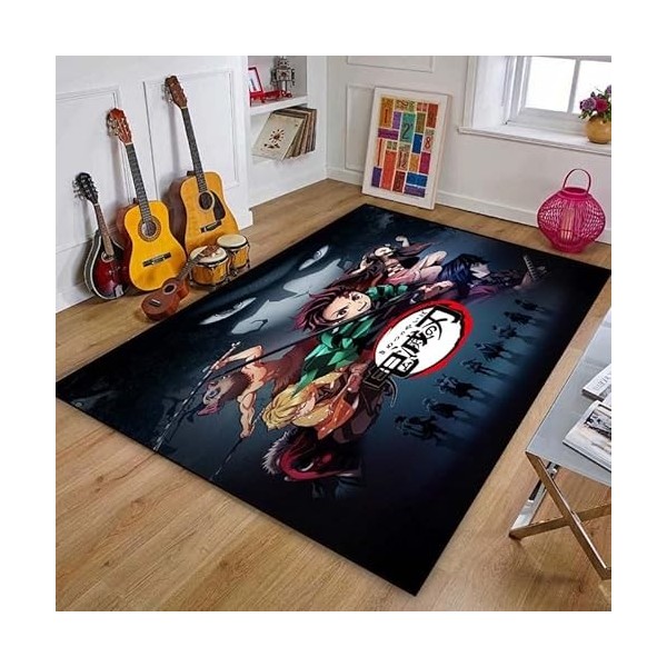 YZGAH Demon Slayer 3D Imprimé Tapis De Sol Grand Doux Flanelle Intérieur Salon Anime Rôle Tapis pour Adultes I2411 120X160Cm