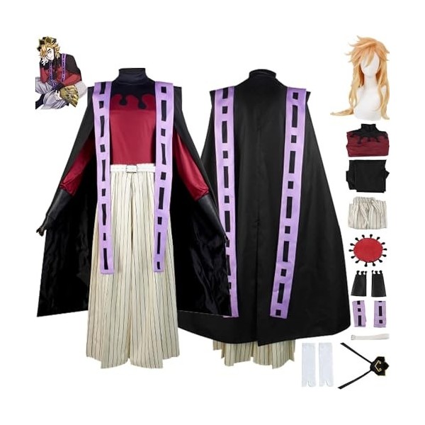 Mr.LQ Anime Douma Cosplay Costume Tenue Démon Slayer Shinazugawa Sanemi Uniforme Cape Ensemble Complet Halloween Fête Habille