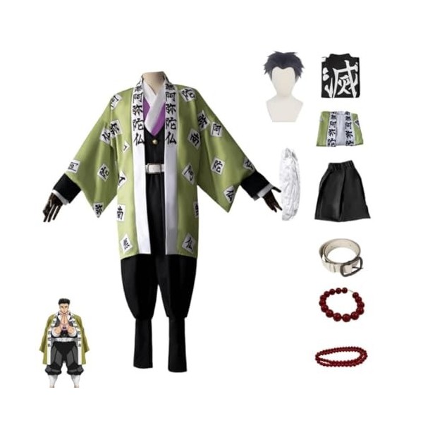 MIGUOO Anime Demon Slayer Cosplay Costumes Himejima Halloween Costumes Partie Et Costume Complet Perruque L,Full Set 