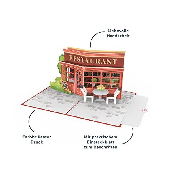 papercrush® Carte pop-up restaurant – Carte danniversaire 3D ou bon pour visite au restaurant, Carte de vœux pour hommes et 