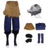 YEAJION Hashibira Inosuke Cosplay Costume avec Masques et Perruque Demon Slayer Anime Cosplay Costume Kimetsu no Yaiba Kimono