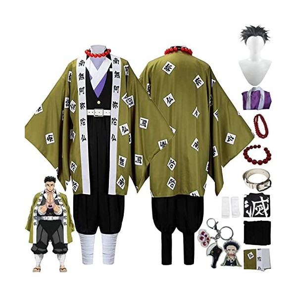 Tjmiaohao Anime Himejima Gyoumei Cosplay Costume Outfit Demon Slayer Kimono Cape Perruque Ensemble Complet Halloween Party Ca
