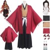 Mr.LQ Personnage Danime Tsugikuni Yoriichi Costume De Cosplay Tenue De Tueur De Démons Kimono Cape Perruque Autocollants Ens