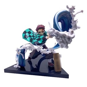 LYOUAE Figurine Anime Démon Slayer Kamado Tanjirou Purgatory Triangle Base Anime Figure PVC Modèle Collection Bureau Décorati